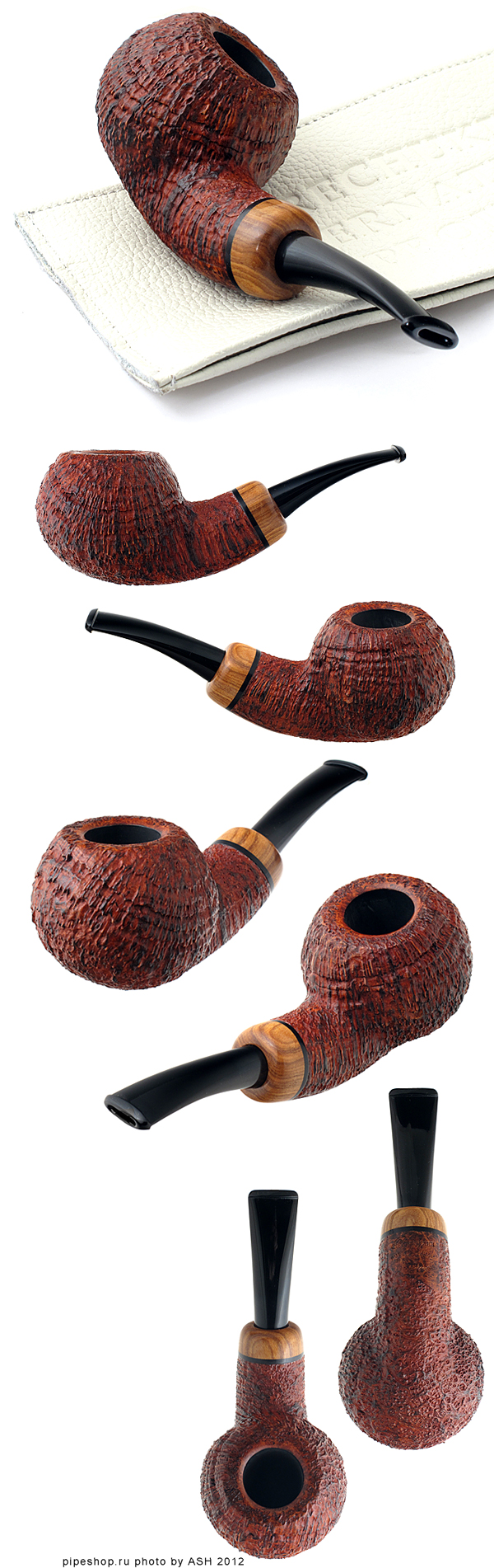   H. TOKUTOMI -  BROWN SANDBLAST SLIGHTLY BENT CHUBBY APPLE WITH OLIVEWOOD