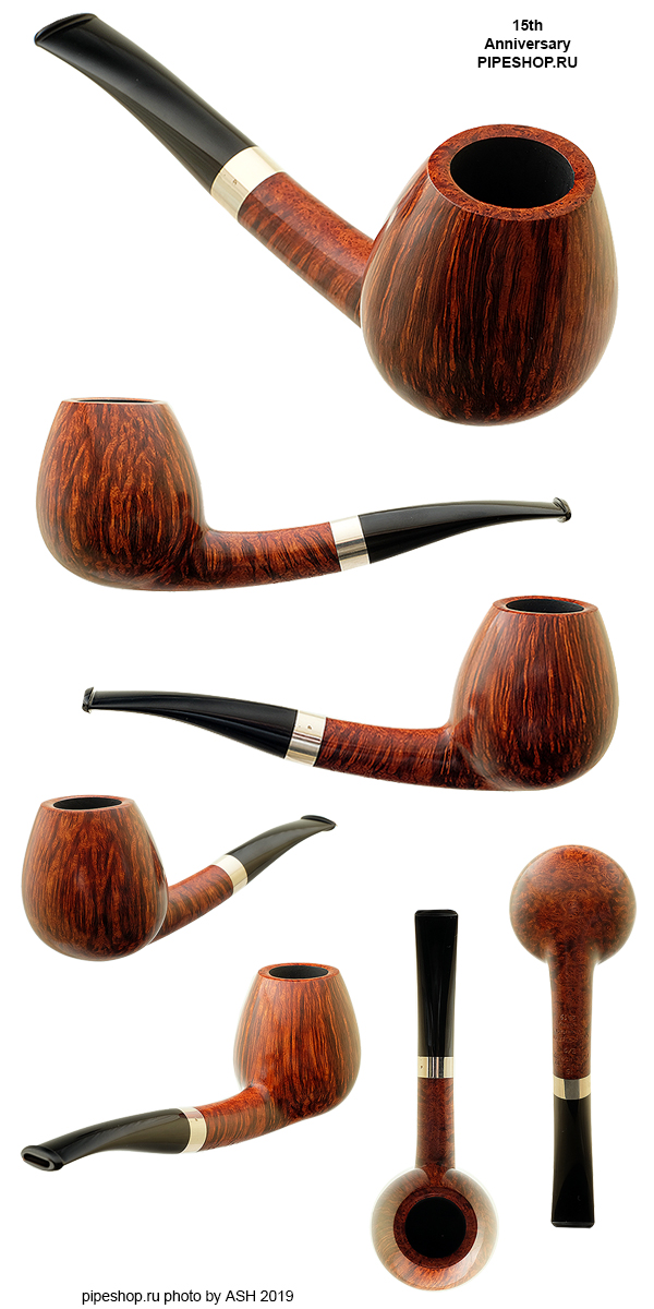    DESIGN SMOOTH BENT BRANDY WITH SILVER 15th ANNIVERSARY PIPESHOP.RU 2/9
