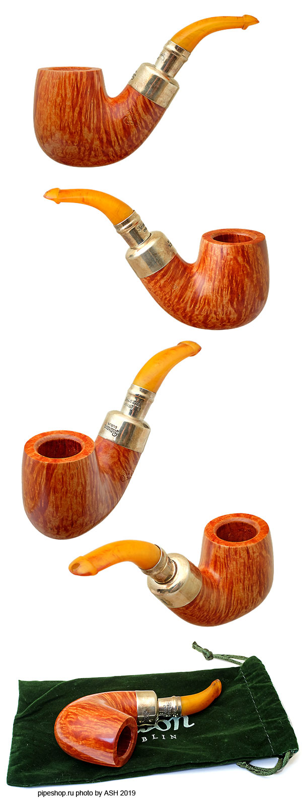   PETERSON AMBER SMOOTH NATURAL SILVER MOUNTED SPIGOT X220 P/Lip