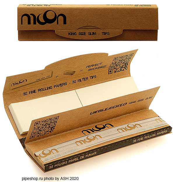     MOON UNBLEACHED KING SIZE SLIM + TIPS,  32+32