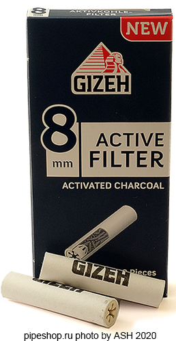   GIZEH ACTIVE FILTER CHARCOAL 8 mm,  10 .