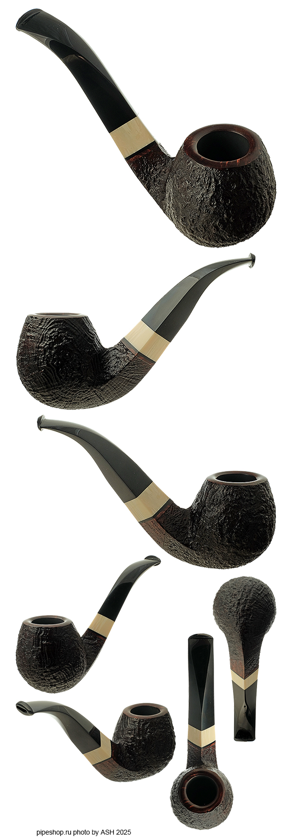   KONSTANTIN "BERK" BEREGOVOY SANDBLAST BENT SQUARE SHANK BRANDY WITH IVORITE