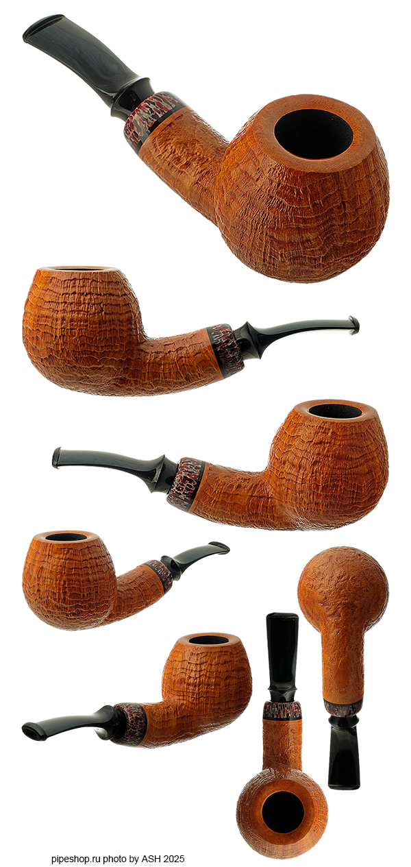   .  TAN SANDBLAST BENT APPLE WITH WHALE SPINE BONE