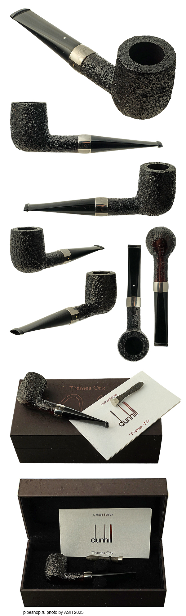   DUNHILL THAMES OAK SHELL BRIAR 4103 SANDBLAST BILLIARD 9 of 500 (2003) ESTATE NEW UNSMOKED