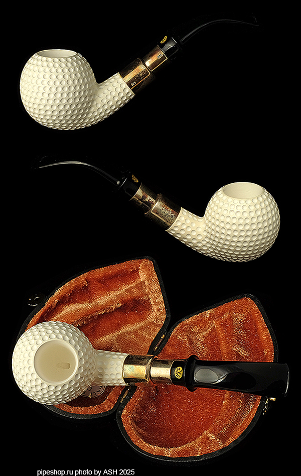   ALTINAY MEERSCHAUM "GOLF BALL" CARVED BENT SILVER SPIGOT