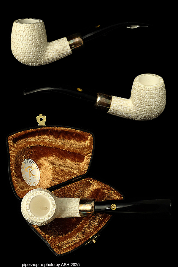   ALTINAY MEERSCHAUM SILVER SPIGOT CARVED BENT BILLIARD