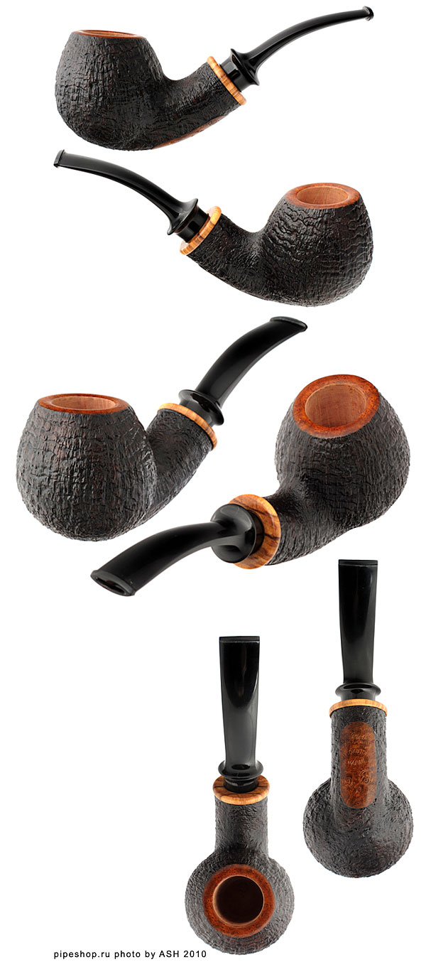   H. TOKUTOMI -  Sandblasted Quarter Bent Apple "Two Snail" with olivewood