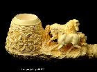   KUDRET MEERSCHAUM CARVED BENT BRANDY WITH HORSES ESTATE NEW UNSMOKED