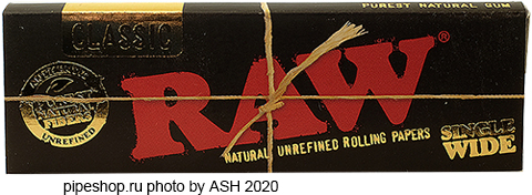    RAW NATURAL UNREFINED ROLLING PAPERS CLASSIC BLACK SINGLE WIDE,  50 