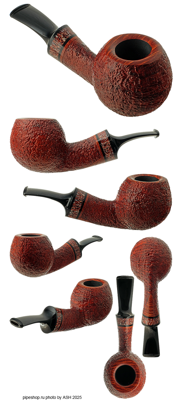   .  BROWN SANDBLAST BENT APPLE WITH WHALE SPINE BONE