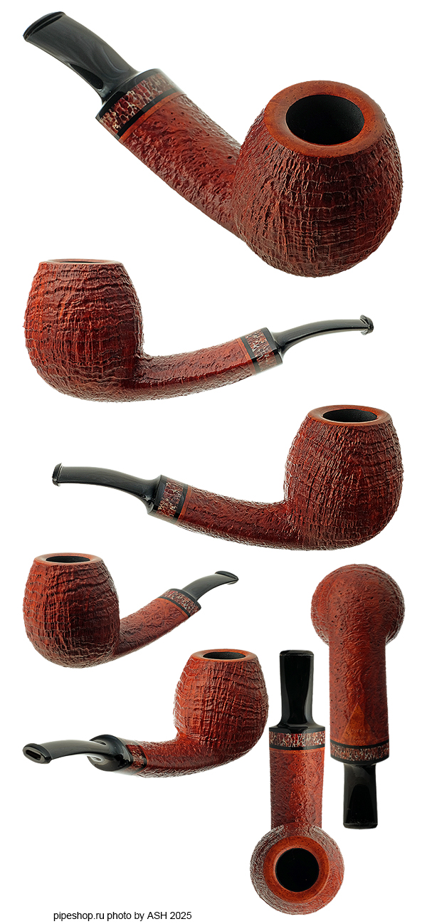   .  BROWN SANDBLAST BENT EGG WITH WHALE SPINE BONE