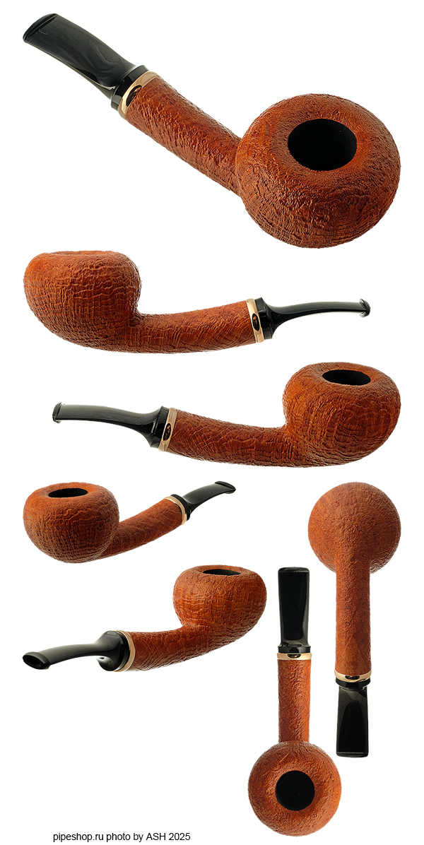   .  TAN SANDBLAST BENT ACORN WITH GILDED SILVER