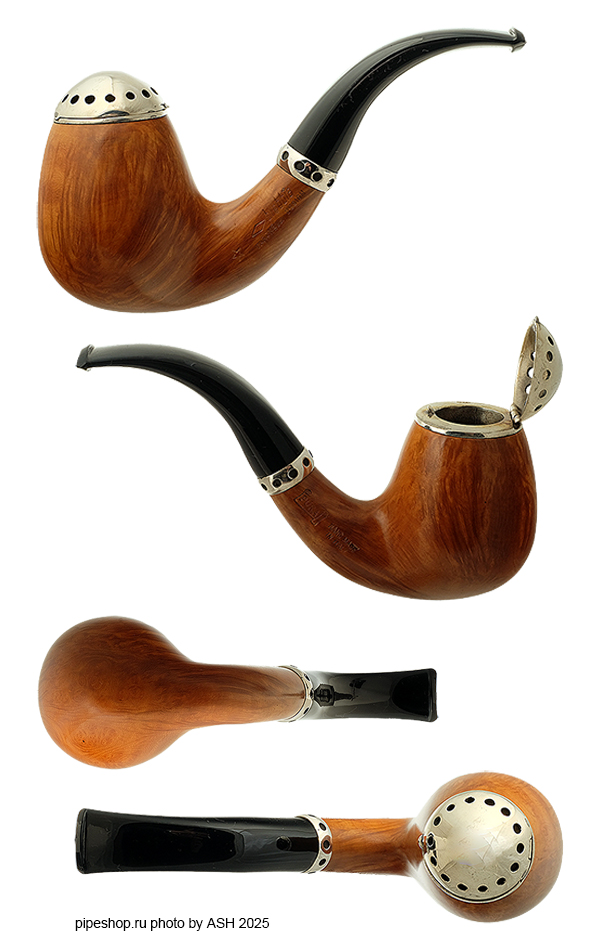   BREBBIA PARONELLI DESIGN PURA 1 STAR SMOOTH BENT EGG WITH SILVER CAP ESTATE NEW UNSMOKED,  9 