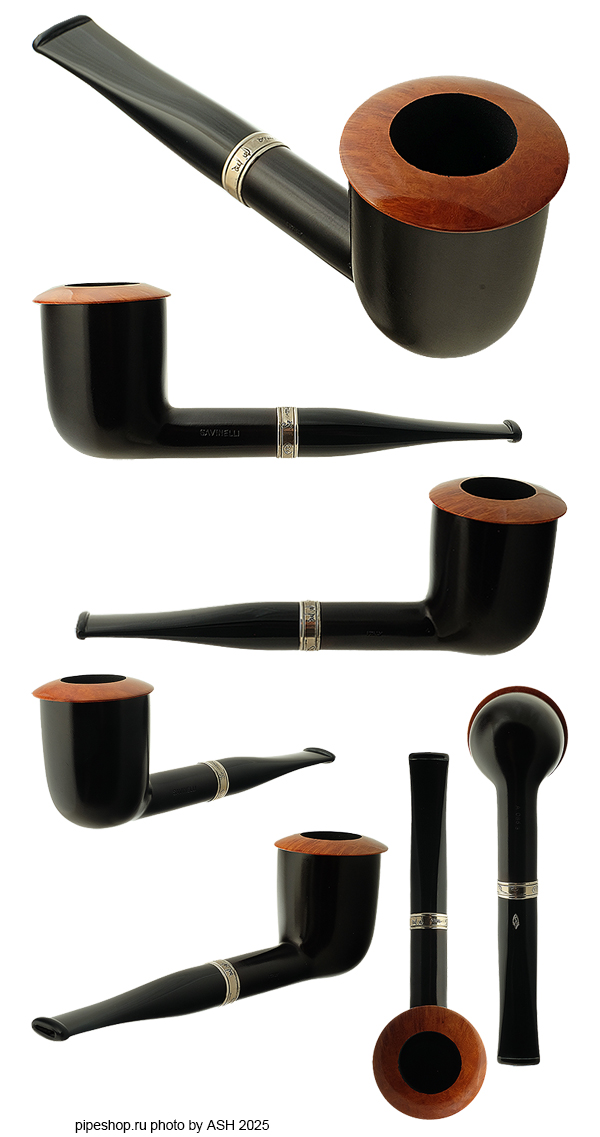   SAVINELLI "SE MIE PIPE" BLACK SMOOTH DUBLIN WITH SILVER A 086 S ESTATE NEW UNSMOKED,  6 