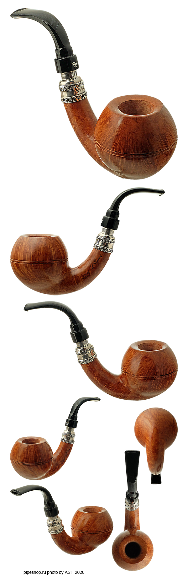 ����������� ������ L. VIPRATI POTY 2001 SMOOTH BENT RHODESIAN APPLE WITH SILVER #26 ESTATE NEW UNSMOKED